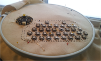 35 densely-packed LEDs arranged in the shape of a cloud.  No wiring is completed; the image depicts a layout only.